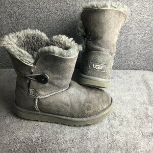 UGG Kids Sz 3 Gray Button Closure Boots